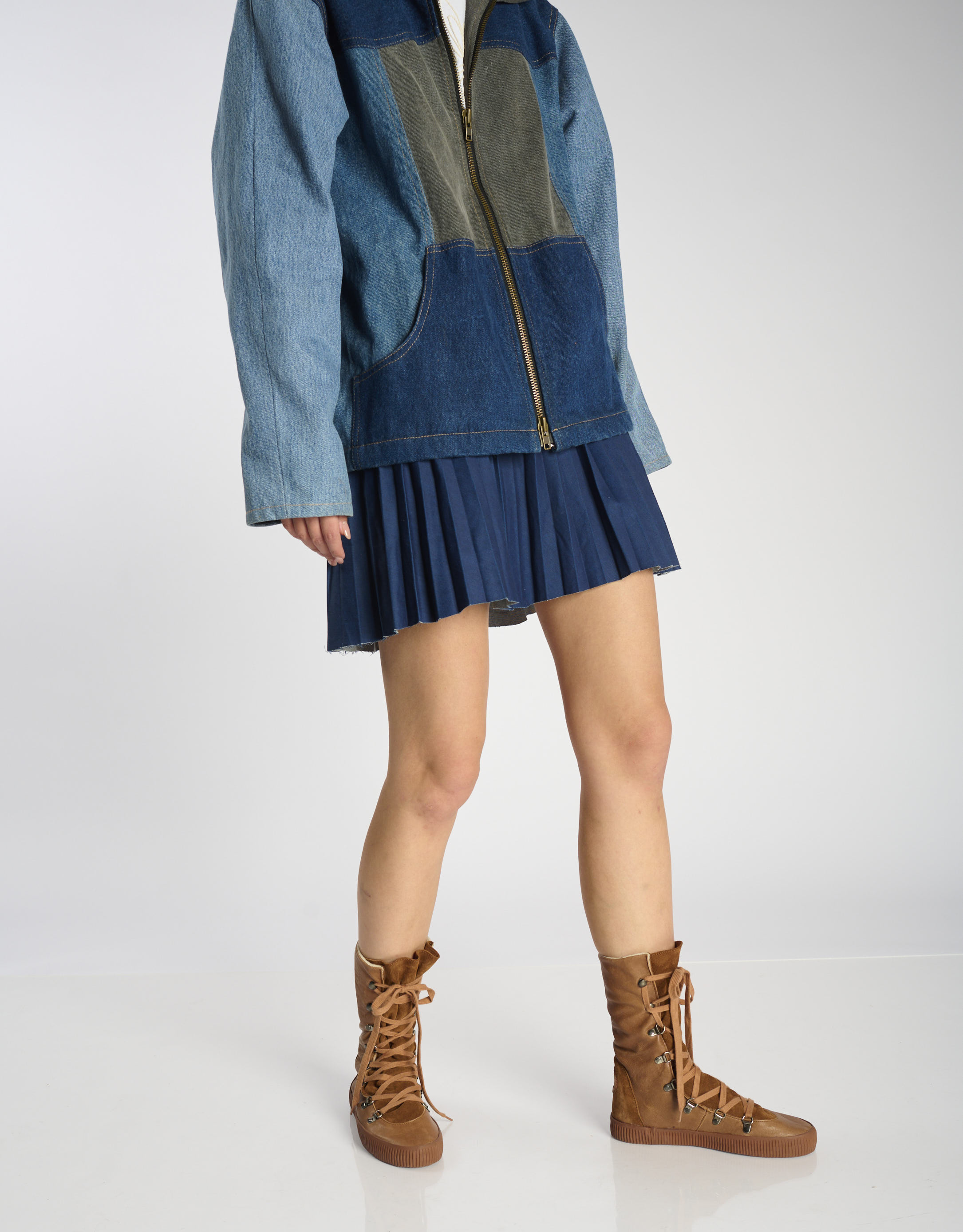 נעלי נשים - Aro - מגפיים עם שרוכים NOELLE - קוניאק2