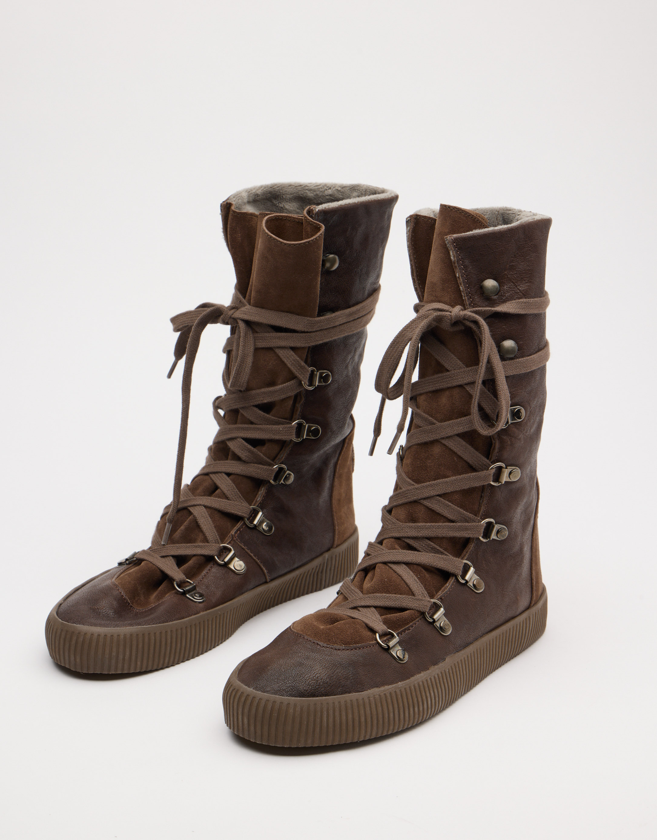 נעלי נשים - Aro - מגפיים עם שרוכים NOELLE - חום כהה4