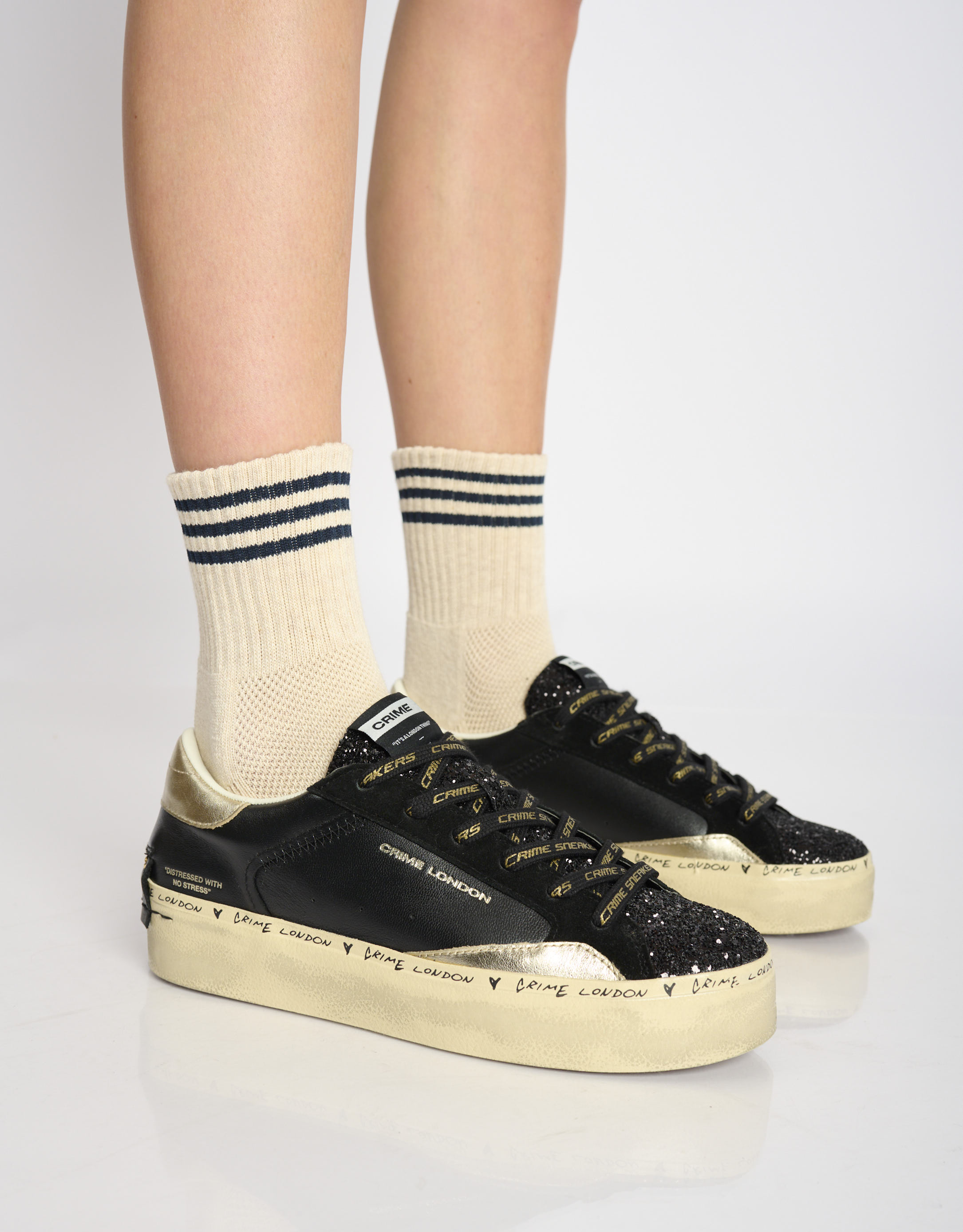 נעלי נשים - Crime London - סניקרס AGNES פלטפורמה - שחור1
