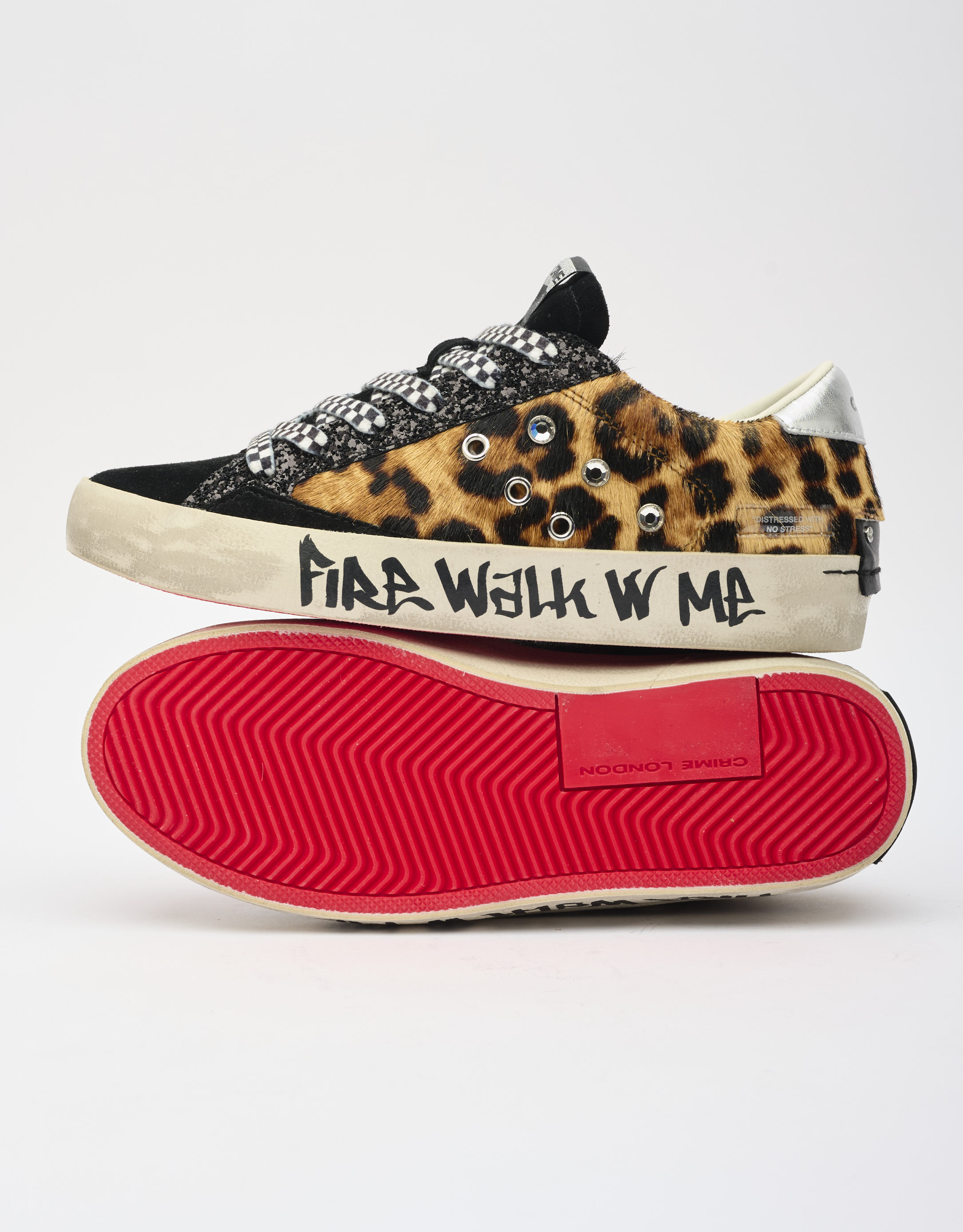 נעלי נשים - Crime London - סניקרס AGNES - שחור מנומר1