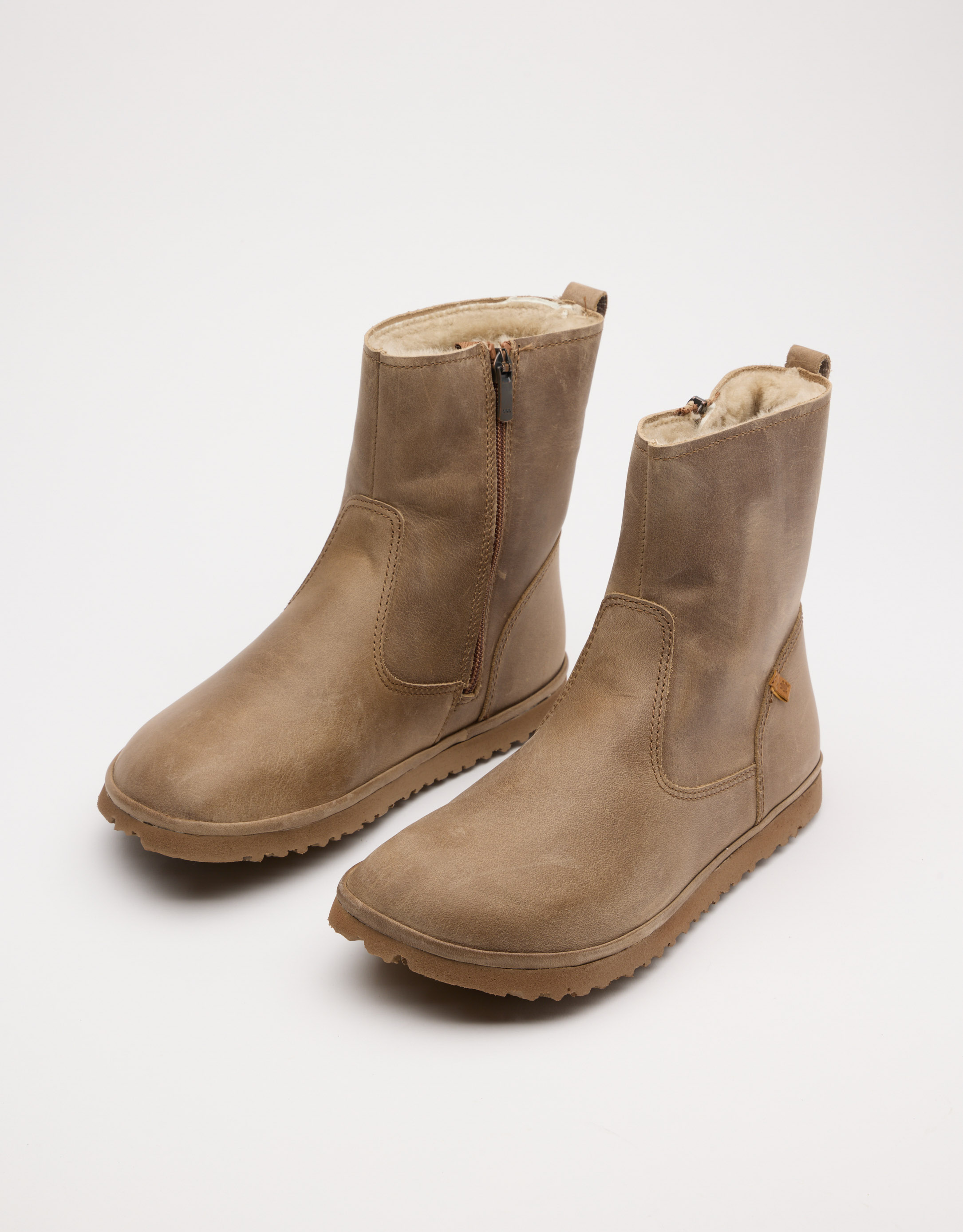 נעלי נשים - El Naturalista - מגפוני עור עם פרווה TRIBU - אפור חום1