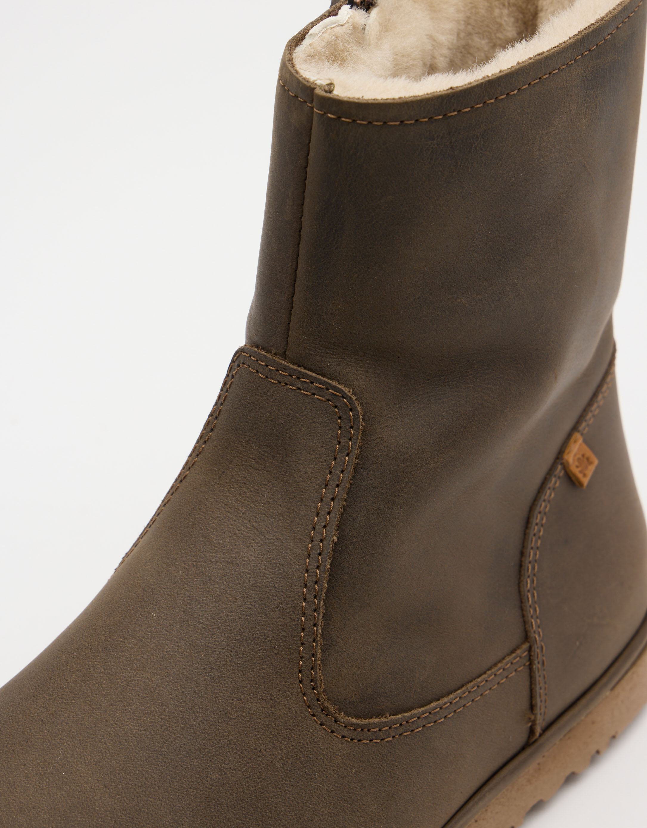 נעלי נשים - El Naturalista - מגפוני עור עם פרווה TRIBU - חאקי2