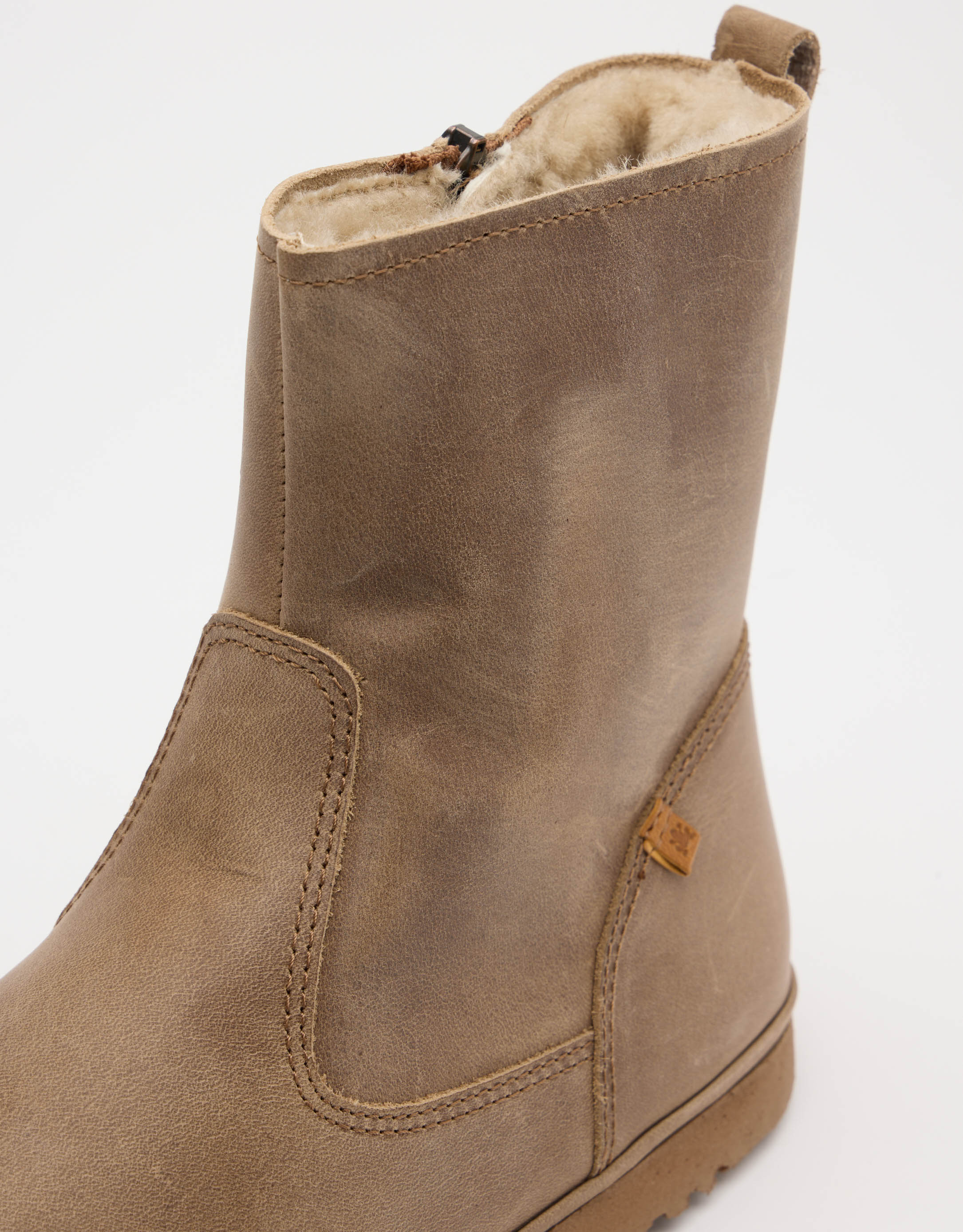 נעלי נשים - El Naturalista - מגפוני עור עם פרווה TRIBU - אפור חום4