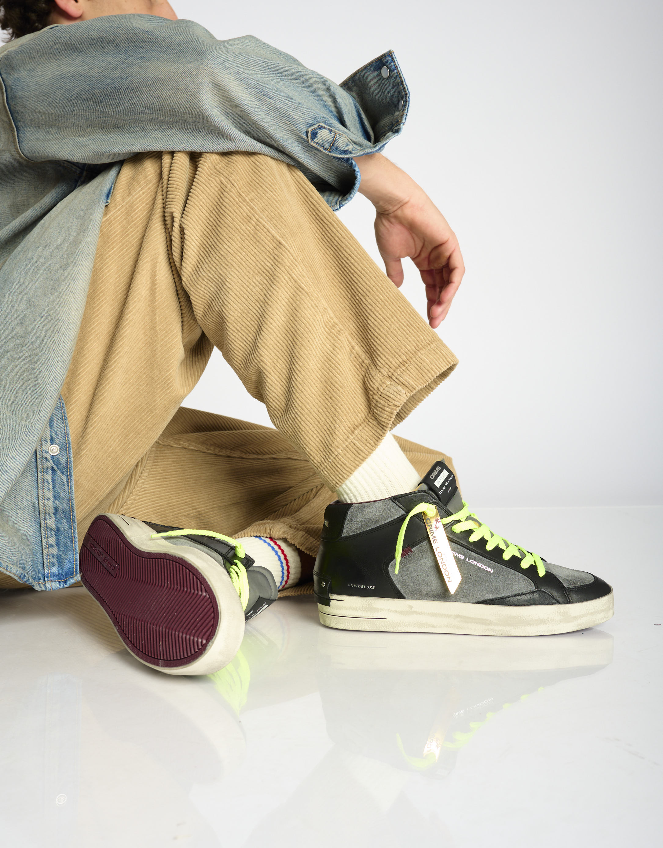 נעלי גברים - Crime London - סניקרס ALBIE גבוהות - שחור אפור1