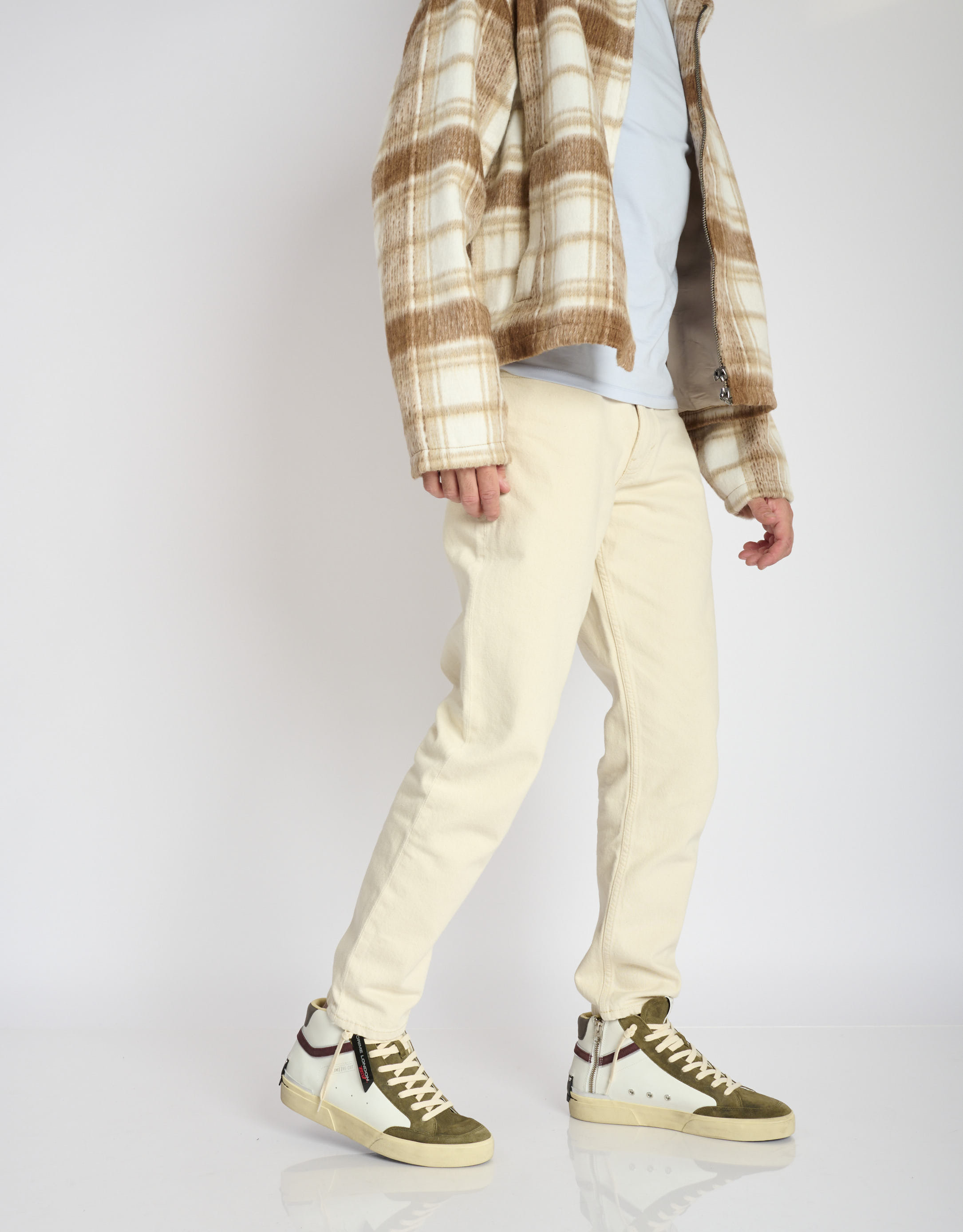 נעלי גברים - Crime London - סניקרס גבוהות JONAS - חאקי   לבן2