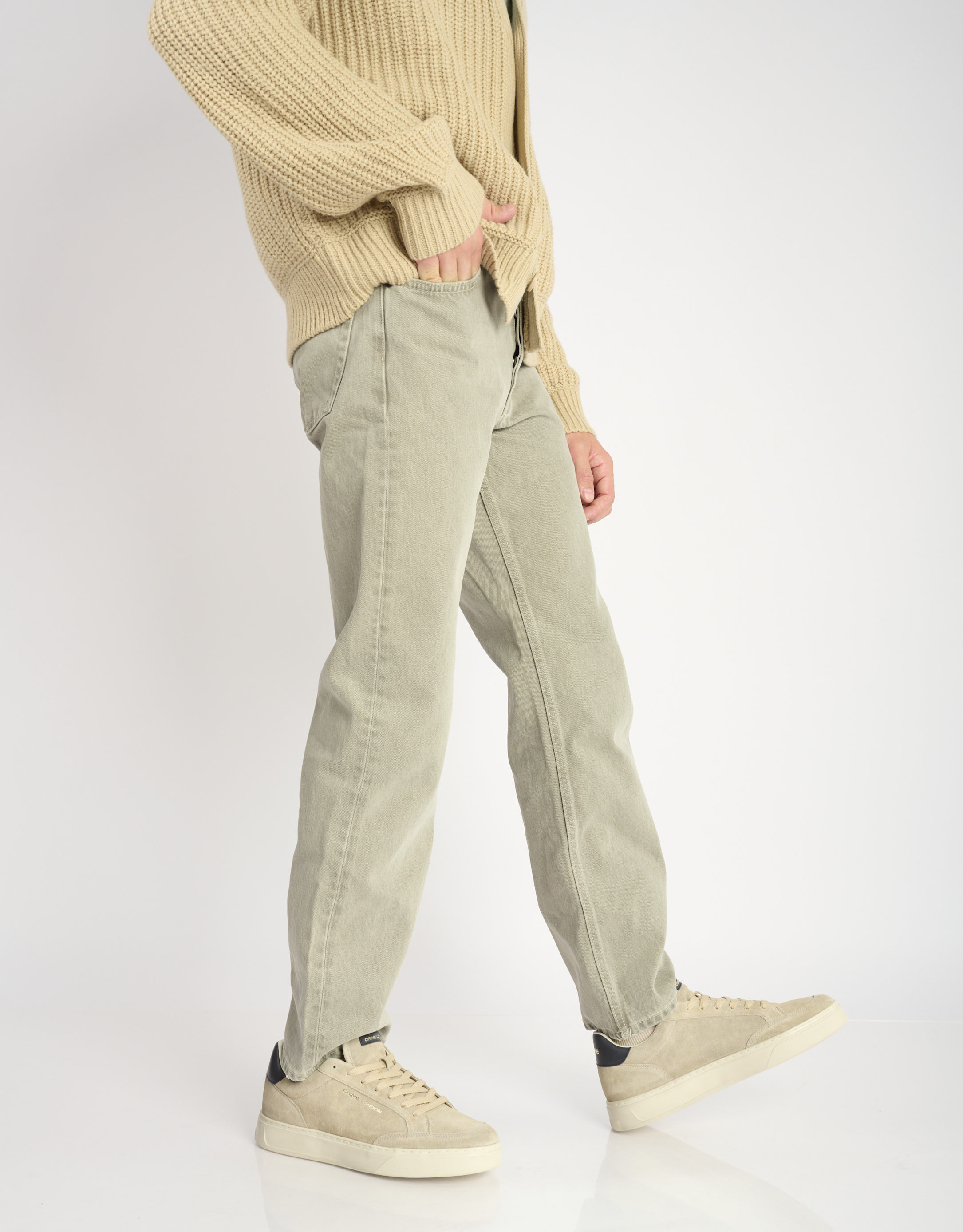 נעלי גברים - Crime London - סניקרס זמש BOB - בז'3