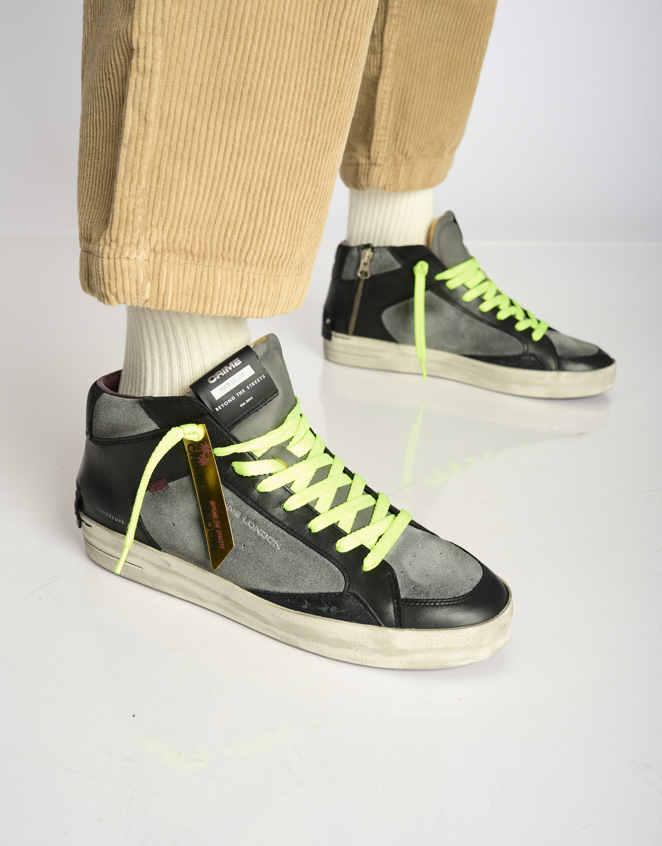 נעלי גברים - Crime London - סניקרס ALBIE גבוהות - שחור אפור4