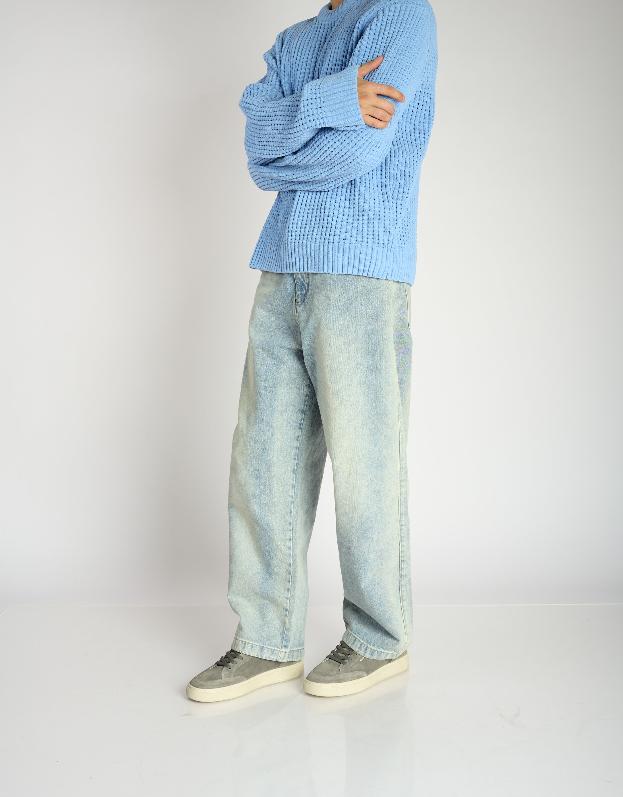 נעלי גברים - Crime London - סניקרס זמש BOB - אפור4