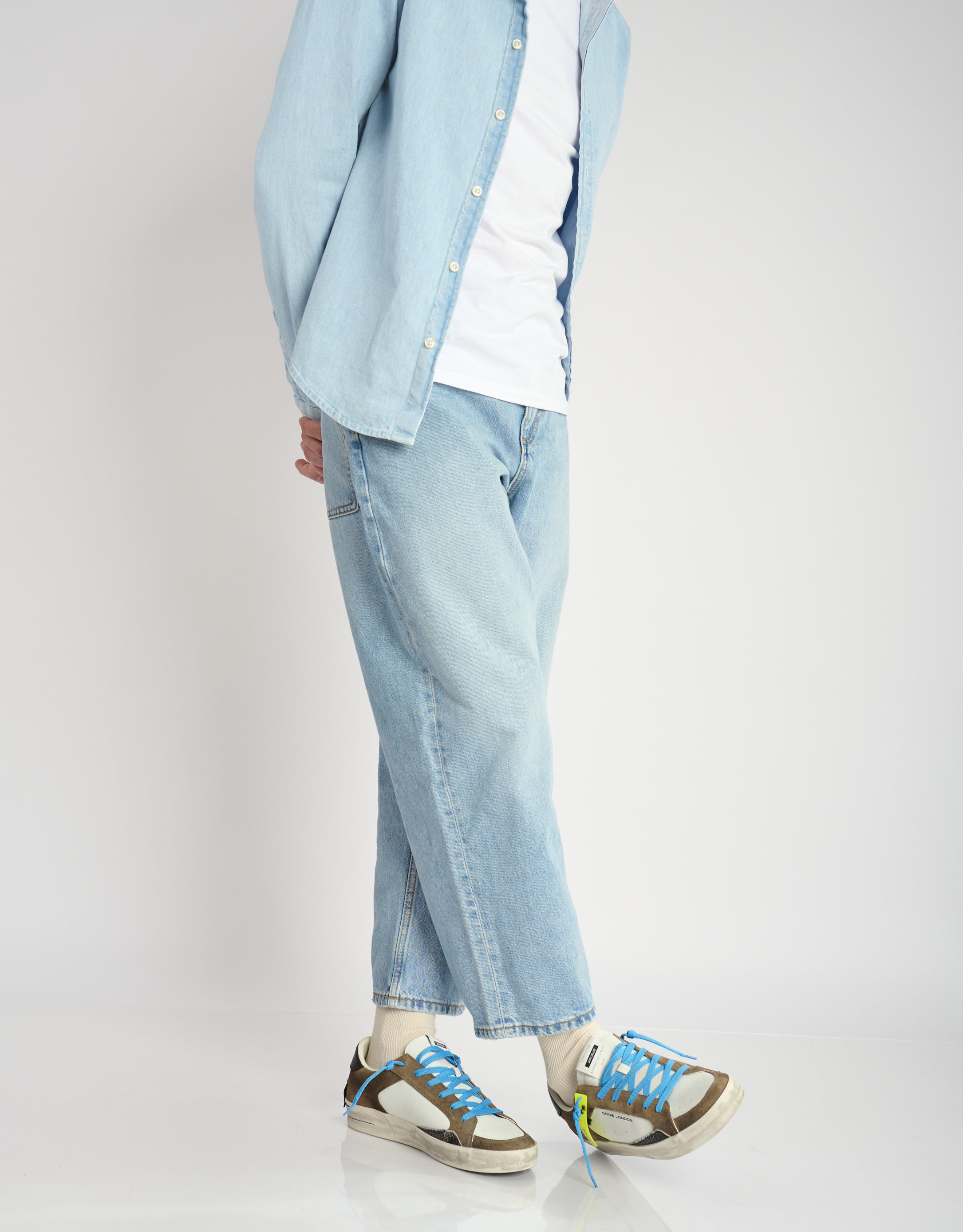 נעלי גברים - Crime London - סניקרס ALBIE - חום   לבן3