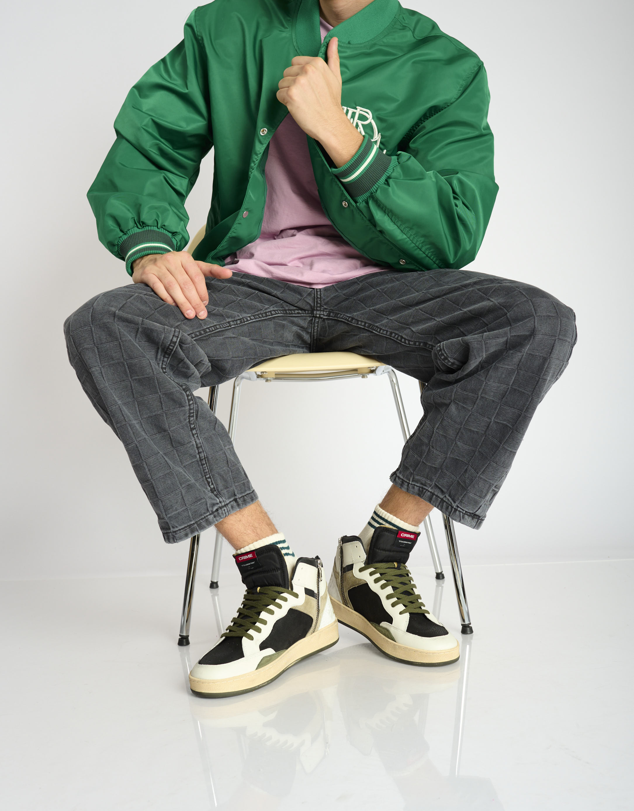 נעלי גברים - Crime London - סניקרס גבוהות LENNOX - שחור ירוק1