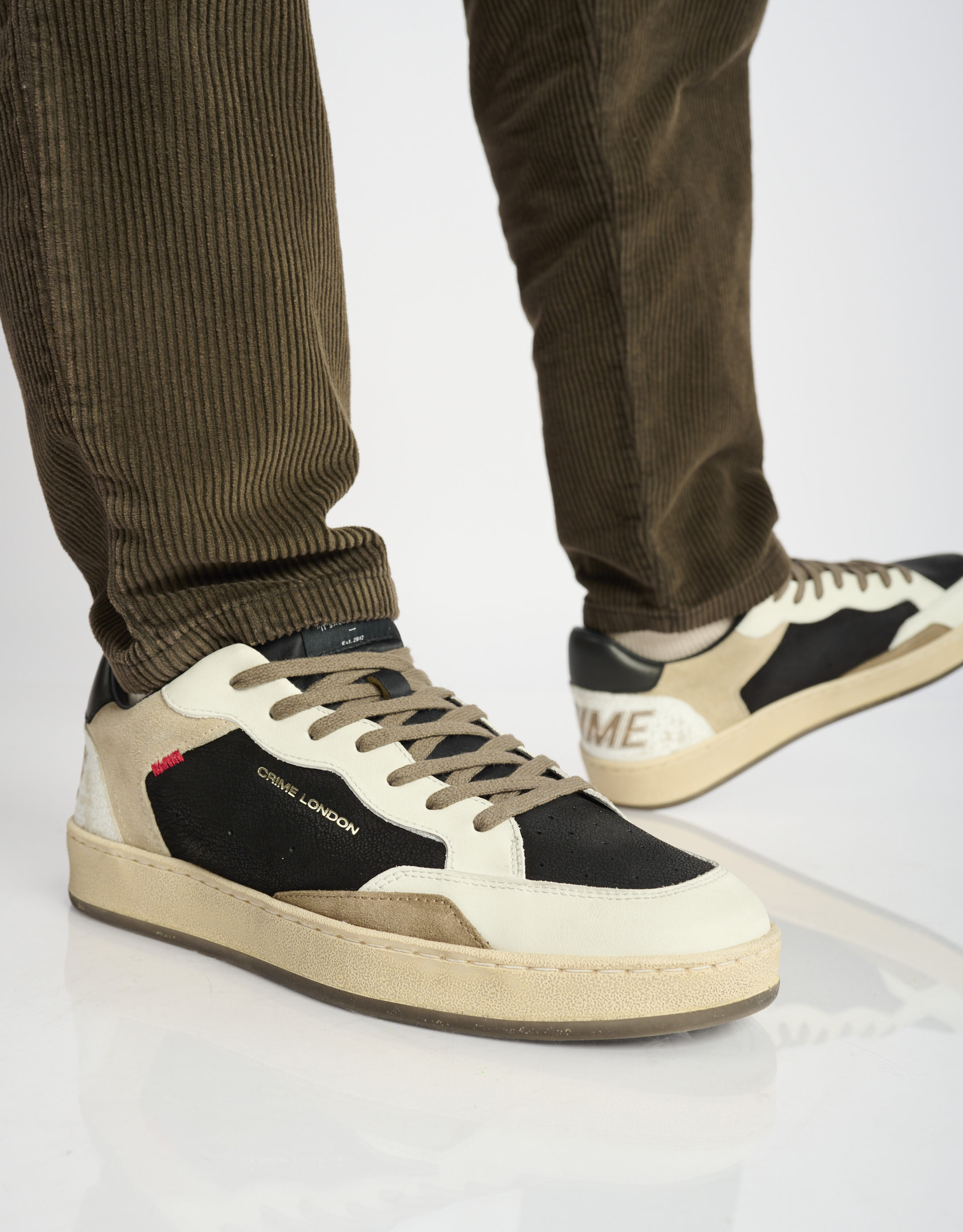 נעלי גברים - Crime London - סניקרס LENNOX - שחור לבן1