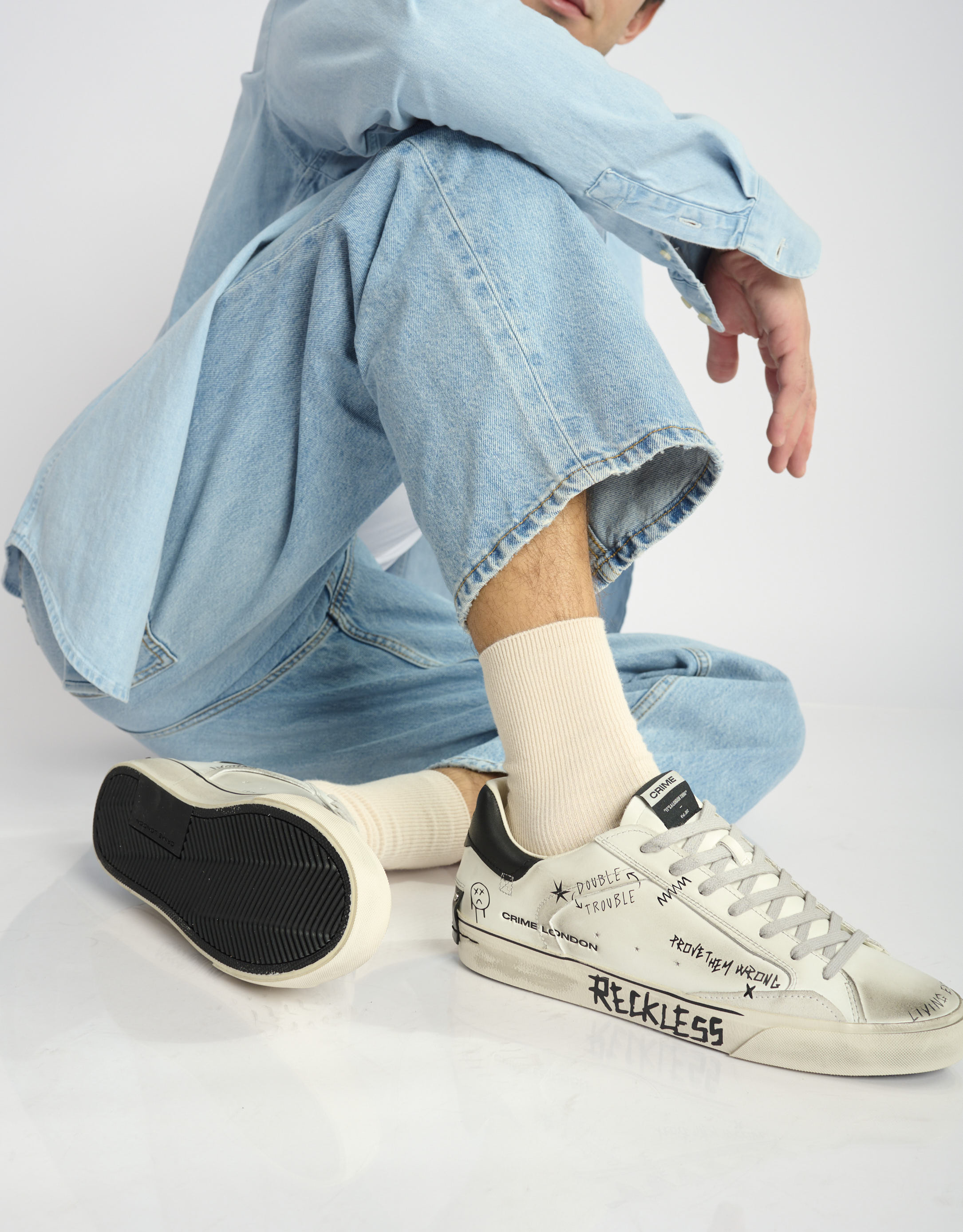 נעלי גברים - Crime London - סניקרס TOMMY - לבן1