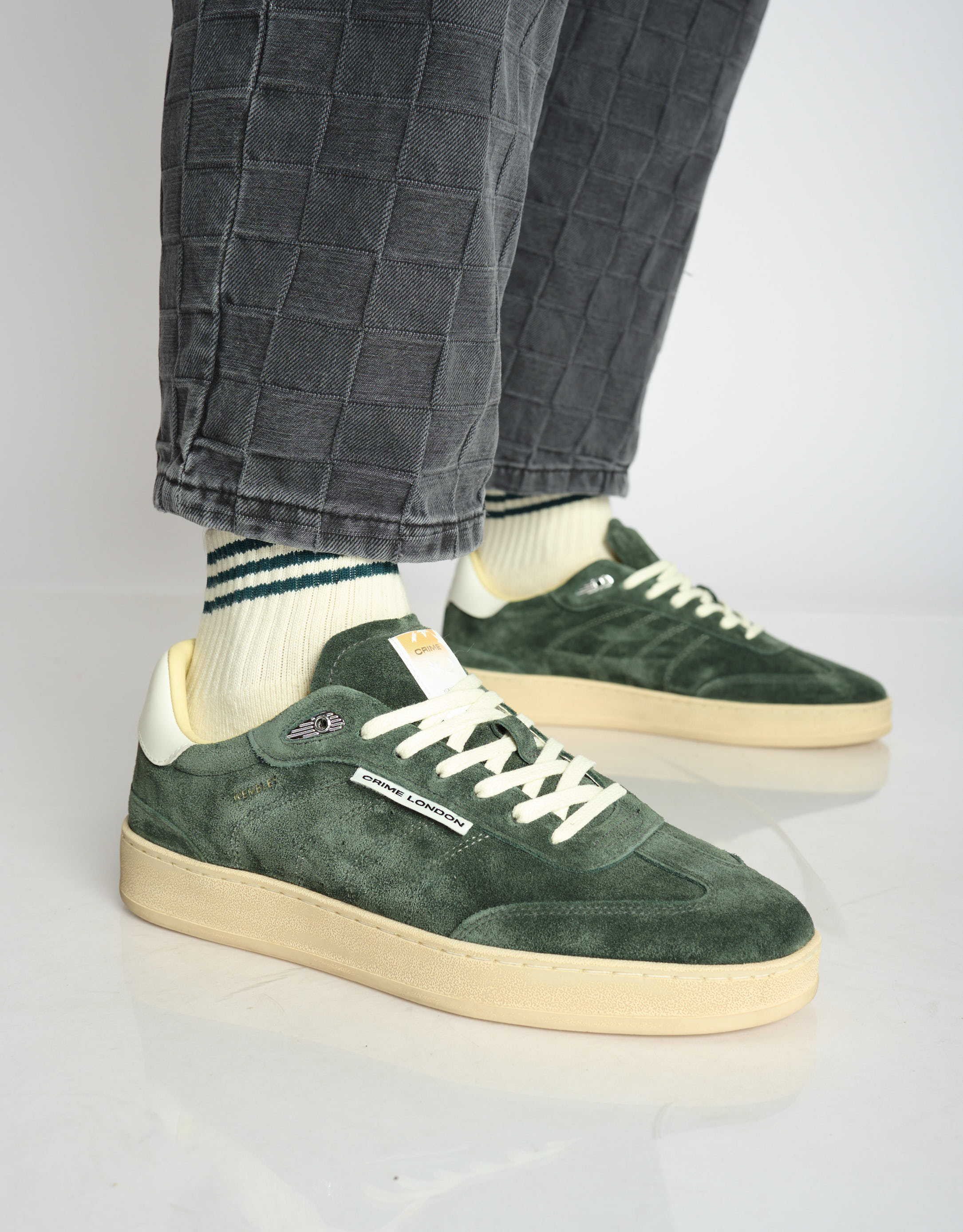 נעלי גברים - Crime London - סניקרס זמש OZZY - ירוק3