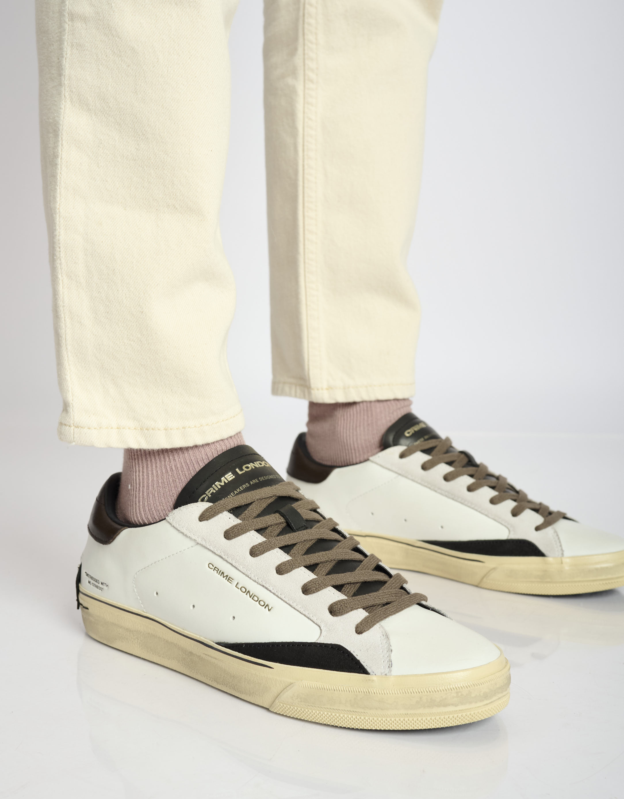 נעלי גברים - Crime London - סניקרס TOMMY - לבן   שחור3