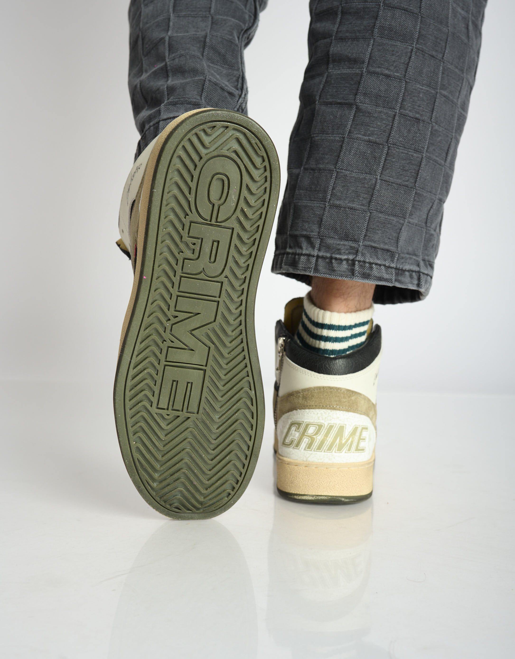 נעלי גברים - Crime London - סניקרס גבוהות LENNOX - שחור ירוק4